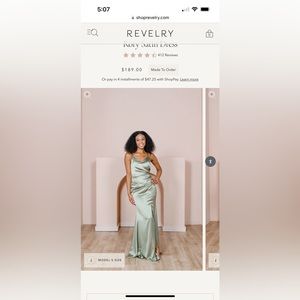 NWT Revelry Rory dress silver sage satin size 6 petite maxi